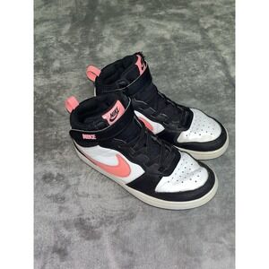 Kids Nike Court Borough Mid 2 Black White Sunset Pulse (CD7783 005) Size 2.5Y